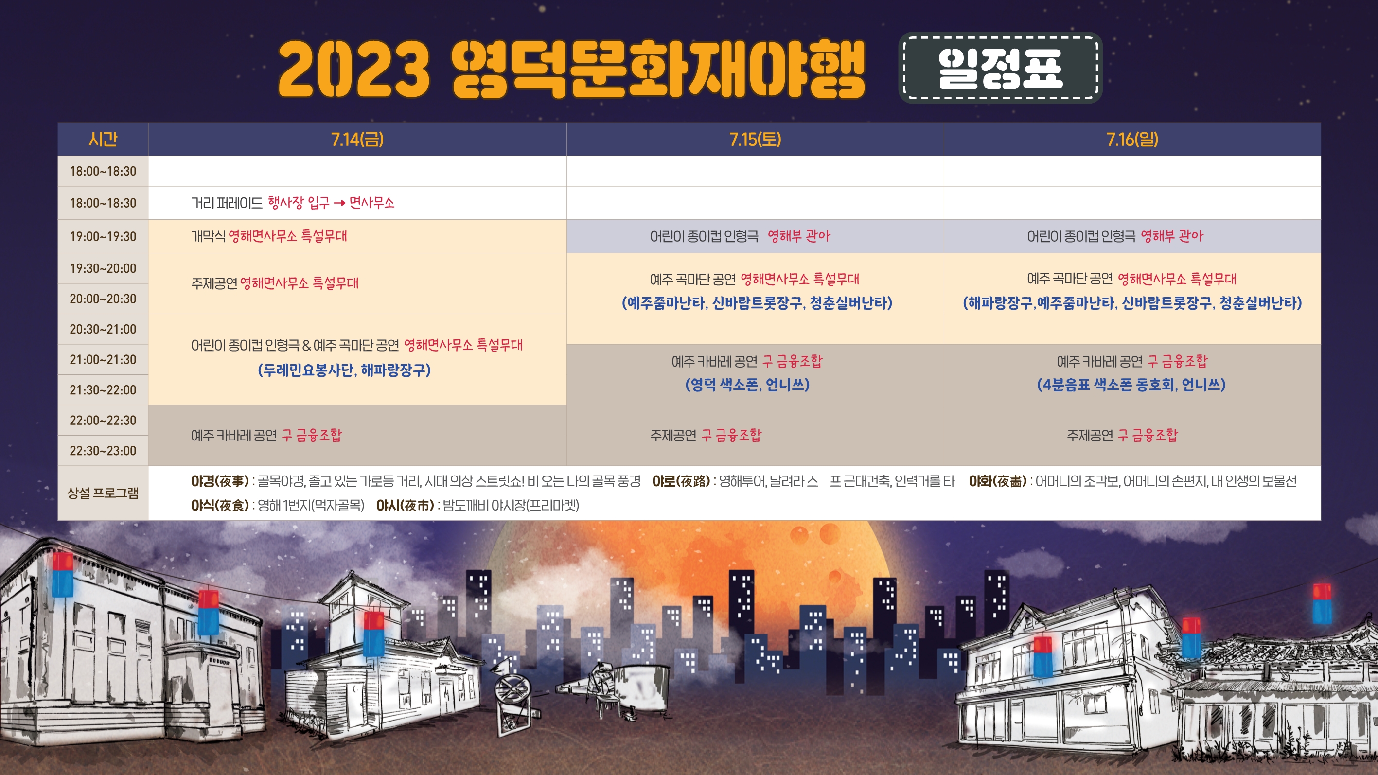 2023 영덕문화재 야행  “예주 곡마단 & 예주 카바레” 프로그램 일정표 1