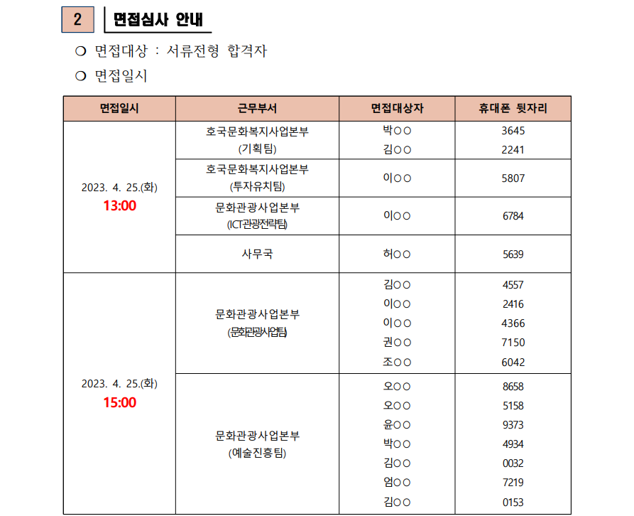 2023년 영덕문화관광재단 제3차 직원 채용 서류합격자 발표 및 면접심사 공고3